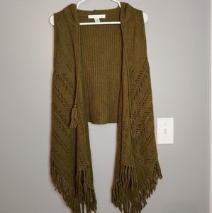 Knit hooded vest sweater